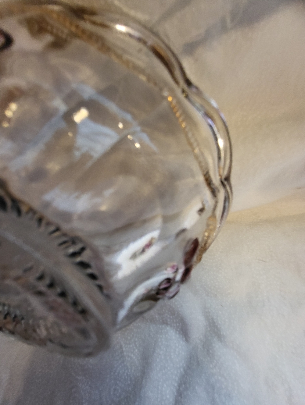Clear 4.5 Inch Glass Decorative Bowl with Pink Cherry Motif - Picture 7 of 10